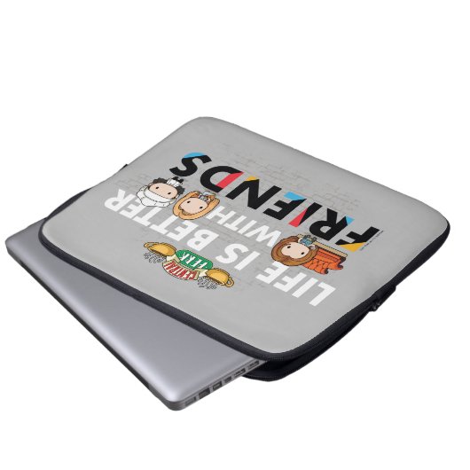 Mit FRIENDS™ Chibi Kunst ist das Leben besser Laptopschutzhülle (Vorne Knopf)