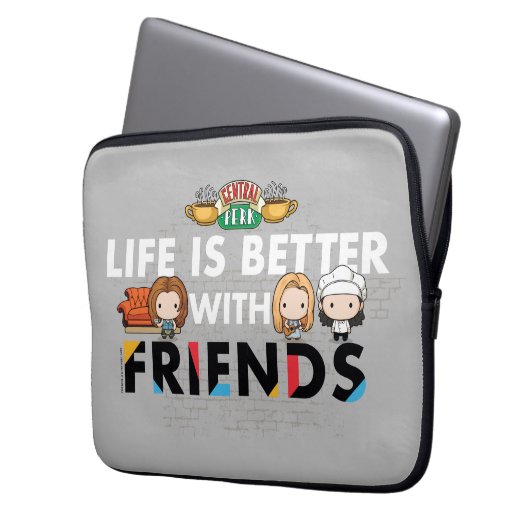 Mit FRIENDS™ Chibi Kunst ist das Leben besser Laptopschutzhülle (Vorderseite Links)