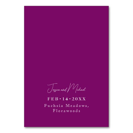 💍 mit Fuchsia-Verzauberung: Wasserfarbe Tischnummer (Rückseite)