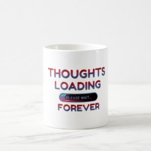 Mit geringer Gehirnleistung laufen Kaffeetasse