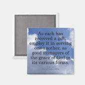 Mit Geschenken Gottes 1 Peter 4:10 Magnet (Vorderseite/Rückseite)