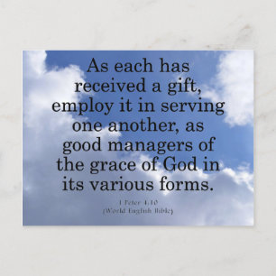 Mit Geschenken Gottes 1 Peter 4:10 Postkarte