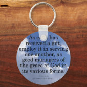 Mit Geschenken Gottes 1 Peter 4:10 Schlüsselanhänger (Vorderseite)