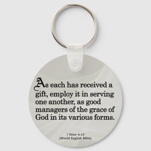 Mit Geschenken Gottes 1 Peter 4:10 Schlüsselanhänger (Vorderseite)