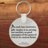 Mit Geschenken Gottes 1 Peter 4:10 Schlüsselanhänger (Vorderseite)