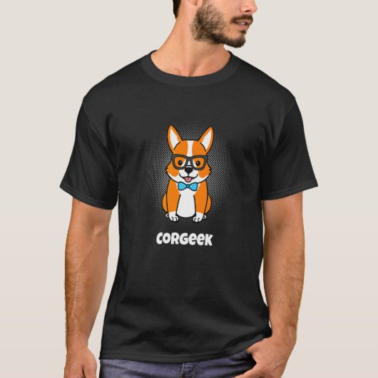 Mit Glasses Geek Corgeek Corgi T-Shirt (Vorderseite)