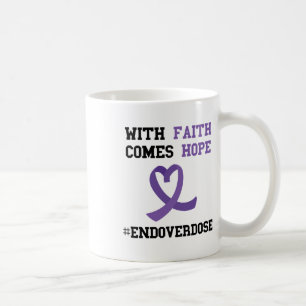 Mit Glauben kommt Hoffnung Lila Band Überdosis bew Kaffeetasse