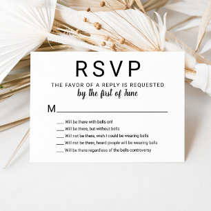 Mit Glocken auf sonniger Schwarz-Weiß-Hochzeit RSVP Karte