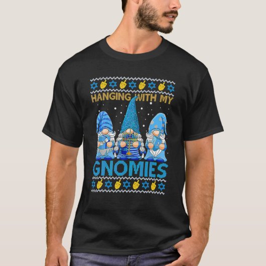 Mit Gnomen verändern Gnome Happy Hanukkah Ugly T-Shirt (Vorderseite)