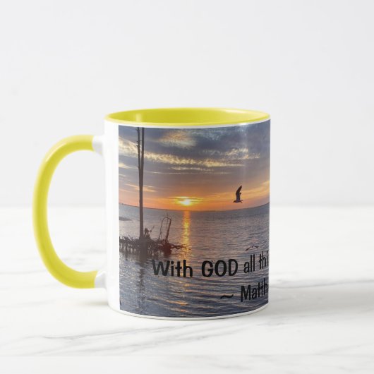 Mit GOD ist alles möglich Sonnenuntergang Tasse (Links)