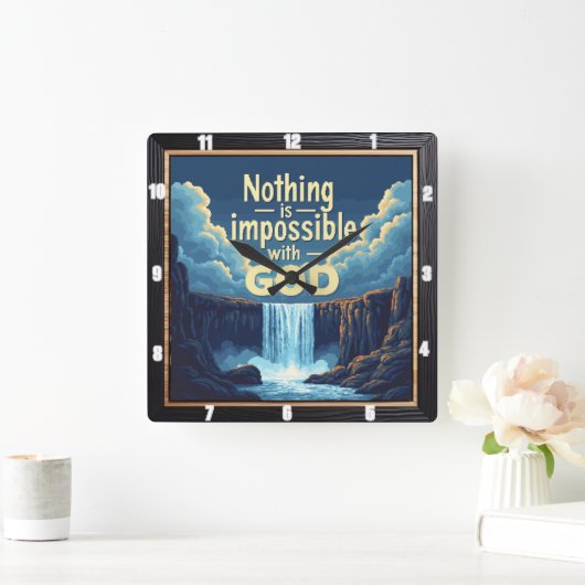 Mit GOD ist nichts unmöglich Quadratische Wanduhr (Zuhause)