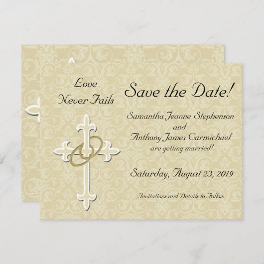 Mit Golden Rings überqueren Sie die Datumskarten. Save The Date (Vorne/Hinten)