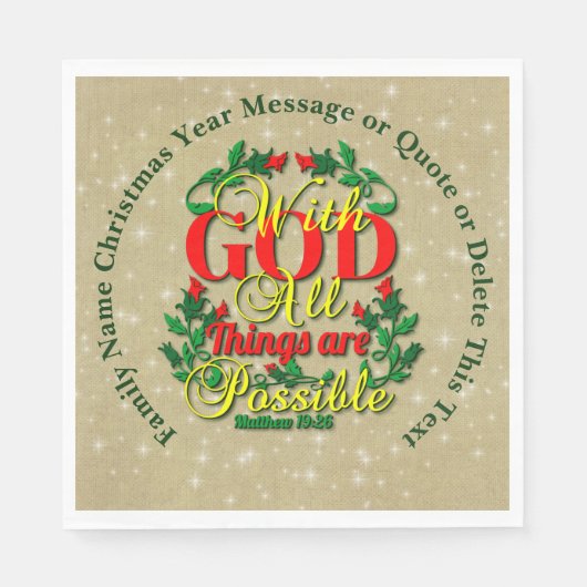 Mit Gott alles Mögliche Bibel Zitat Medium Serviette (Vorderseite)