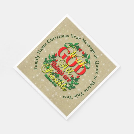 Mit Gott alles Mögliche Bibel Zitat Medium Serviette (Ecke)