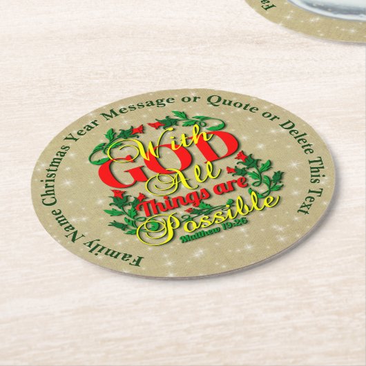 Mit Gott alles Mögliche Bibelangebot Runder Pappuntersetzer (Angewinkelt)