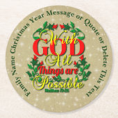 Mit Gott alles Mögliche Bibelangebot Runder Pappuntersetzer (Vorderseite)