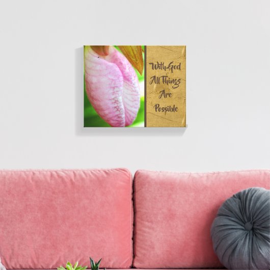 Mit Gott alles Mögliche Inspiration Leinwanddruck (Insitu (Wohnzimmer))