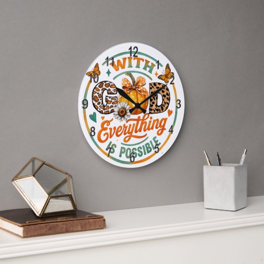 Mit Gott ist alles möglich Große Wanduhr (Büro)