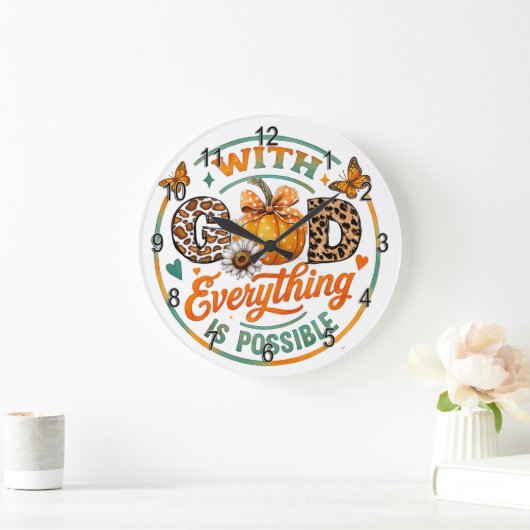 Mit Gott ist alles möglich Große Wanduhr (Zuhause)