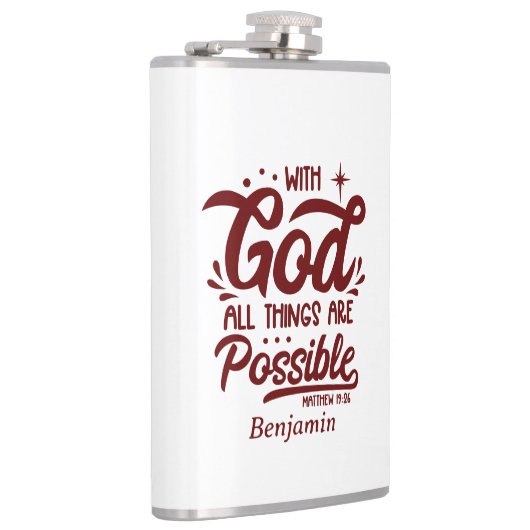 Mit Gott ist alles möglich Mathew 19:26 Flachmann (Rechts)