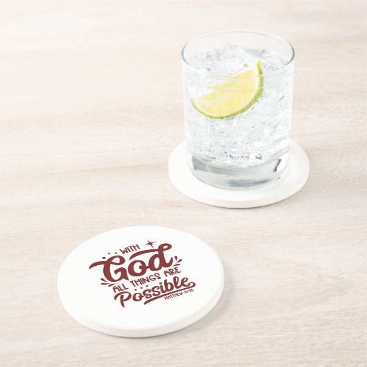 Mit Gott ist alles möglich Mathew 19:26 Getränkeuntersetzer (Seite)