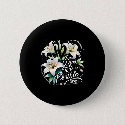 Mit Gott ist alles möglich Matthäus 19:26 Geschenk Button (Vorderseite)