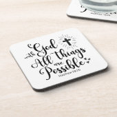 Mit Gott ist alles möglich - Matthew 19:26 Getränkeuntersetzer (Linke Seite)