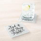 Mit Gott ist alles möglich - Matthew 19:26 Glasuntersetzer (Schrägansicht)