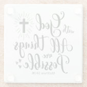 Mit Gott ist alles möglich - Matthew 19:26 Glasuntersetzer (Rückseite)