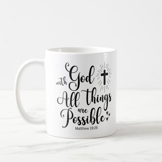 Mit Gott ist alles möglich - Matthew 19:26 Kaffeetasse (Links)