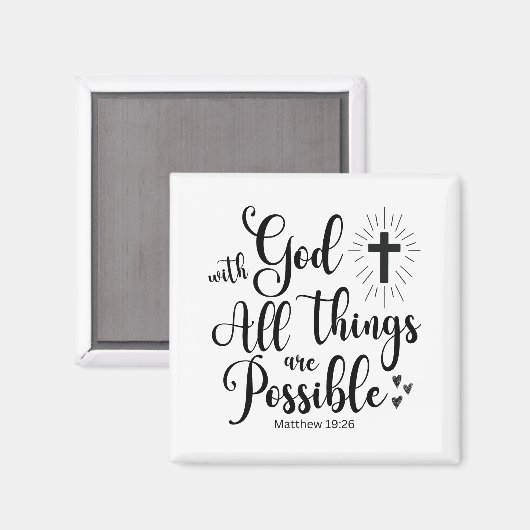 Mit Gott ist alles möglich - Matthew 19:26 Magnet (Vorderseite/Rückseite)