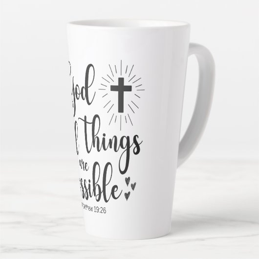 Mit Gott ist alles möglich - Matthew 19:26 Milchtasse (Rechte Ecke)