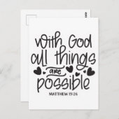 Mit Gott ist alles möglich. Matthew 19:26 Postkarte (Vorne/Hinten)