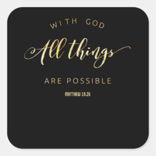 Mit Gott ist alles möglich Matthew 19:26 Quadratischer Aufkleber