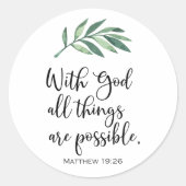 Mit Gott ist alles möglich - Matthew 19:26 Runder Aufkleber (Vorderseite)