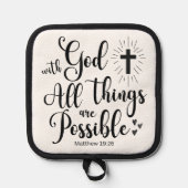 Mit Gott ist alles möglich - Matthew 19:26 Topflappen (Vorderseite)