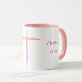 Mit Gott ist alles möglich, pinkfarbene Tasse (VorderseiteRechts)