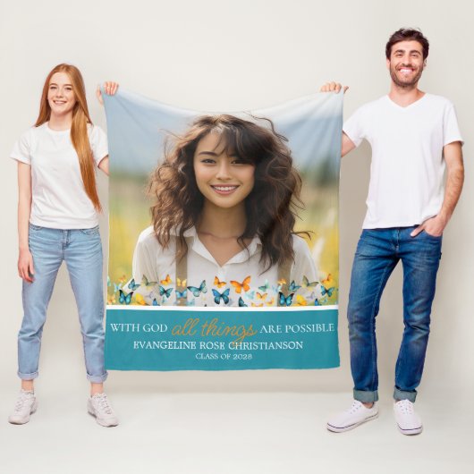 Mit Gott ist alles möglich Schmetterling Grad Fleecedecke (Beispiel)