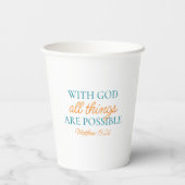 Mit Gott ist alles möglich, weißes Foto Grad Pappbecher (Rückseite)