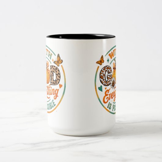 Mit Gott ist alles möglich Zweifarbige Tasse (Mittel)