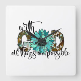 Mit Gott Quadratische Wanduhr