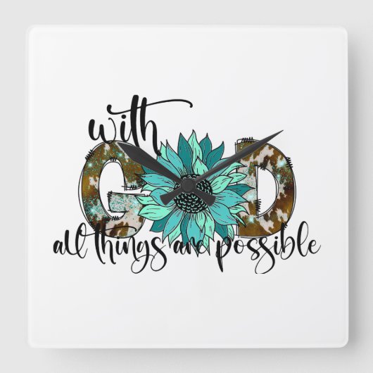 Mit Gott Quadratische Wanduhr (Vorderseite)