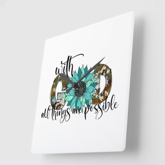 Mit Gott Quadratische Wanduhr (Winkel)