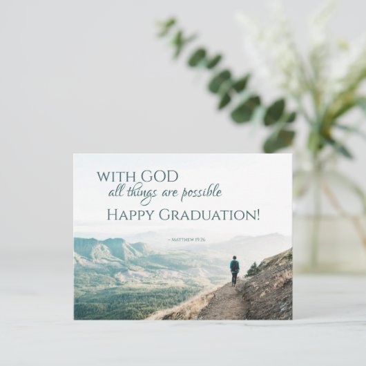 Mit Gott sind alle Dinge möglich Bibel Abschluss Postkarte (Stehend Vorderseite)