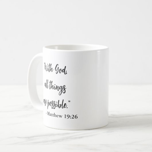 Mit Gott sind alle Dinge möglich religiöse Zitat Kaffeetasse (Vorderseite Links)