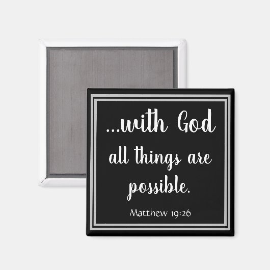 Mit Gott sind alle Dinge möglich schwarz Magnet (Vorderseite/Rückseite)