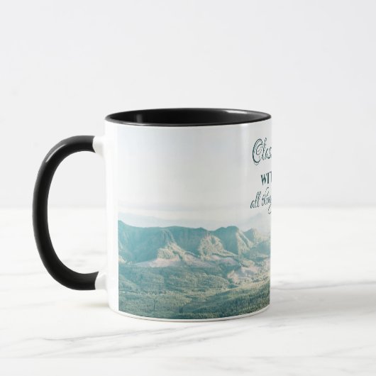 Mit Gott sind alles Mögliche Bibel Abschluss Tasse (Links)