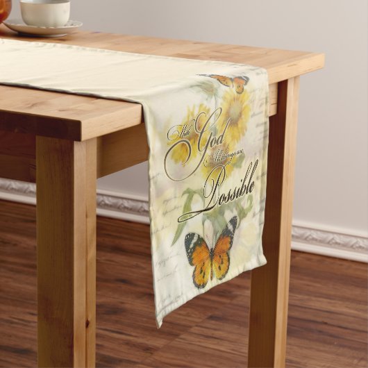 Mit Gott Sonnenblumen und Schmetterling Kurzer Tischläufer (Beispiel)