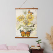 Mit Gott Sonnenblumen und Schmetterling Wandteppich Mit Holzrahmen (Schlafzimmer)