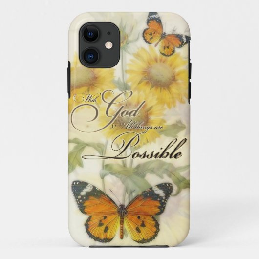 Mit Gott Sonnenblumen und Schmetterlingskissen Case-Mate iPhone Hülle (Rückseite)